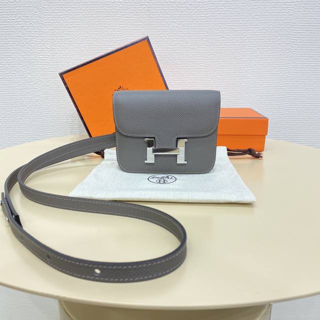 Iron Gray Silver Buckle Constance Slim Enamel Kang Kang Waist Bag Very Compact M