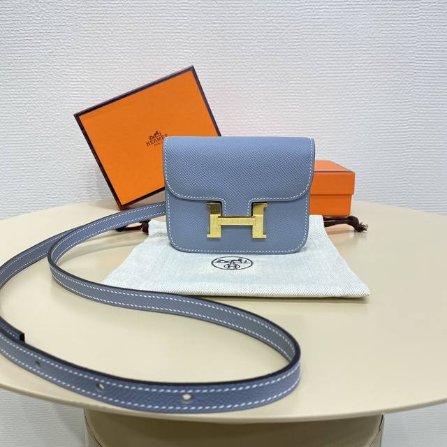 Linen Blue Gold Buckle Constance Slim Enamel Waist Bag A Very Compact Mini Bag W