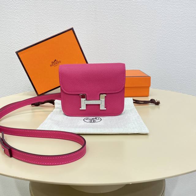 Rose Red Silver Buckle Constance Slim Enamel Waist Bag A Very Compact Mini Bag W