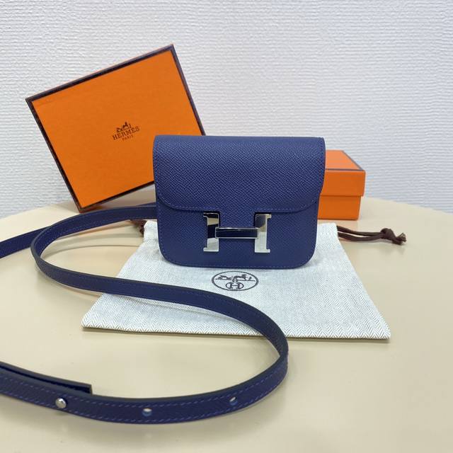 Gemstone Blue Silver Buckle Constance Slim Enamel Waist Bag Very Compact Mini Ba