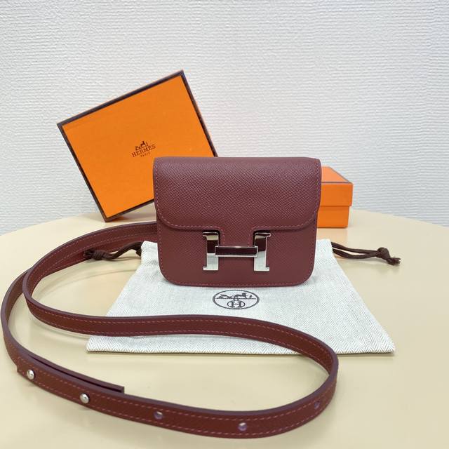 Burgundy Silver Buckle Constance Slim Enamel Waist Bag Very Compact Mini Bag Wai