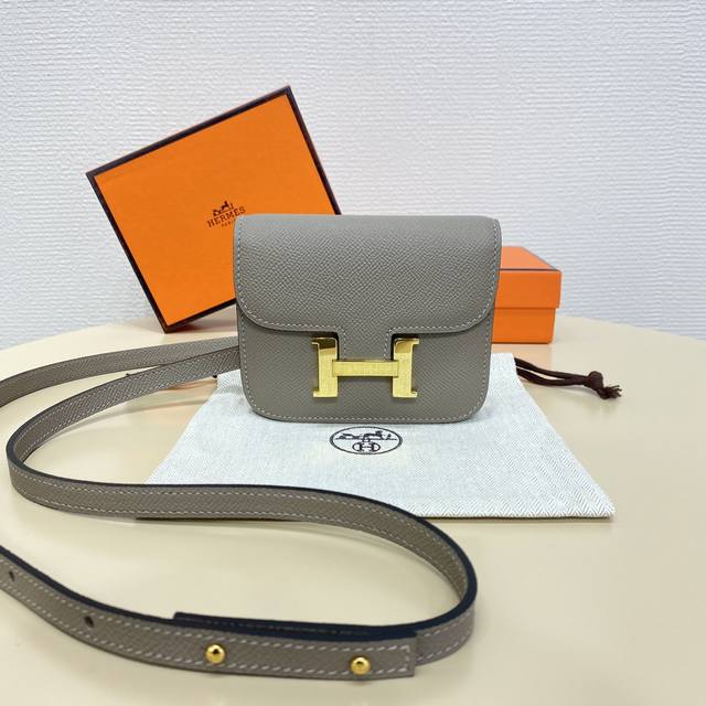 Asphalt Gray Gold Buckle Constance Slim Enamel Waist Bag Very Compact Mini Bag W