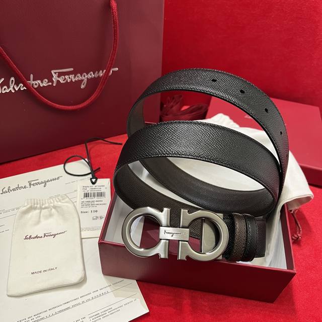 Ferragamo Double-Sided Italian Imported Top-Grain Palm-Textured Cowhide Leather,