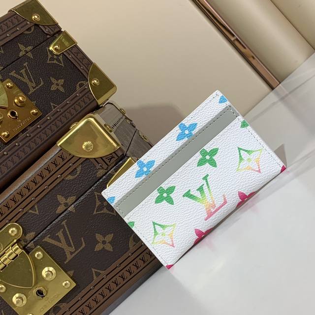 Top-Tier Original Factory M14355 White Gradient Card Wallet Card Holder Monogram