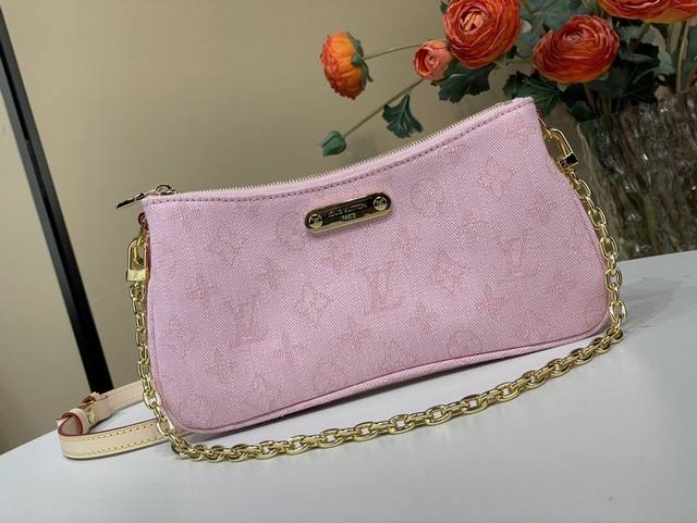 Top-Tier Authentic Exclusive Photos Liv Pochette Handbag M14159 Pink Denim This