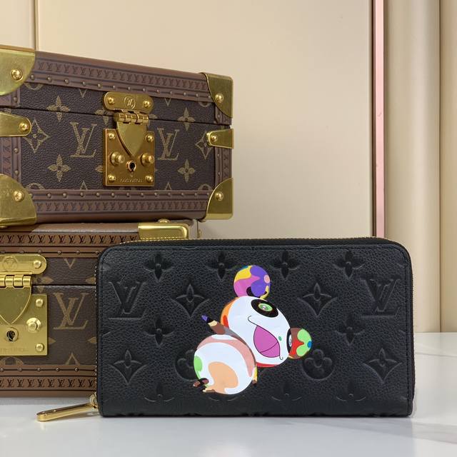 Top-Grade Authentic M14160 Panda Full-Leather Silk-Printed Single-Zipper Wallet
