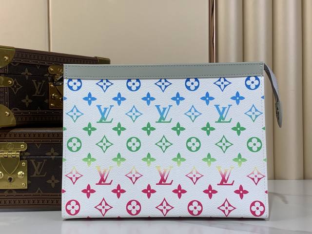 Top-Tier Original Factory M13907 White Gradient Handbag Pochette Voyage Medium H