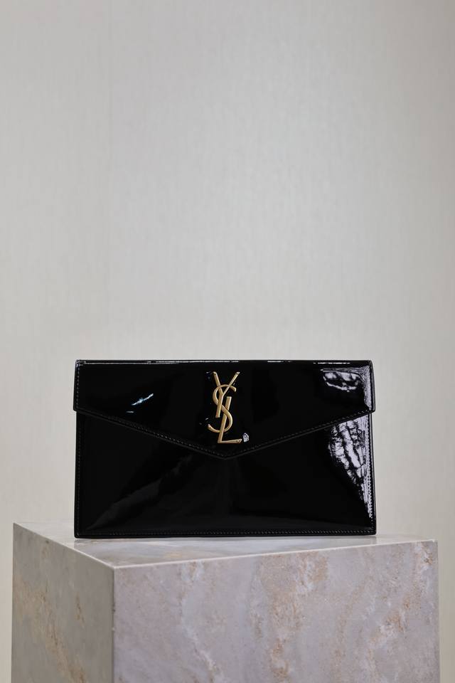 Black Lacquered Leather With Gold Buckle Uptown New Handheld Bag The Most Iconic