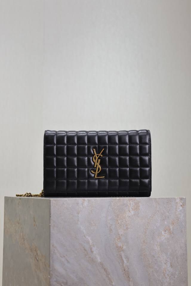 Black Lambskin With Embroidered Check Pattern Cassandre _ Chain Bag A Super Prac