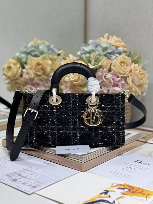 Authentic Grade, High Version Horizontal Lady Djoy Bag With Coarse Black Fabric