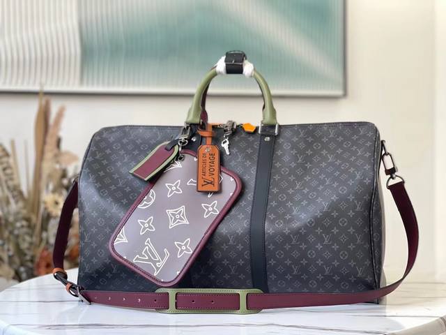 Top-Grade Original M56856 Black Flower Keepall Bandouliere Travel Bag The Patchw