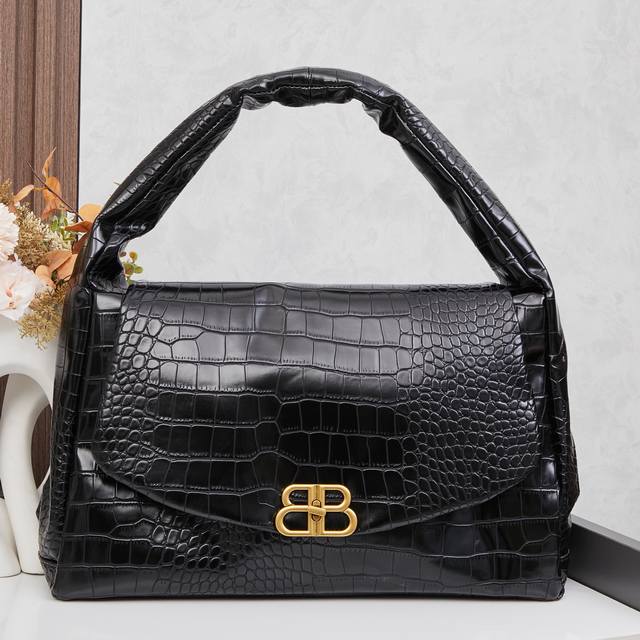 Crocodile-Patterned Large Size. The New, Chunky Balenciaga Monaco Handheld Shoul