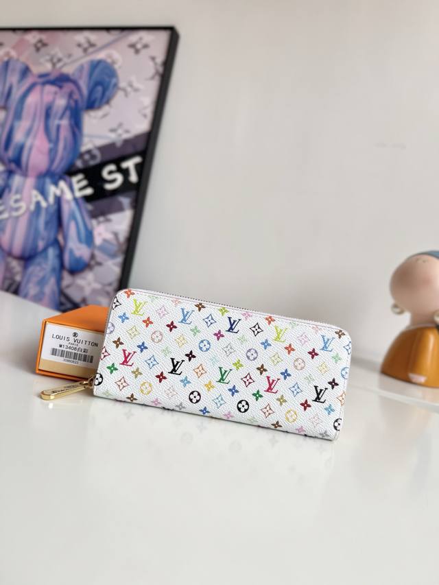 Overseas Authentic M13408 White Color Exclusive Real-Life Photos! Lv X Tm Zipper