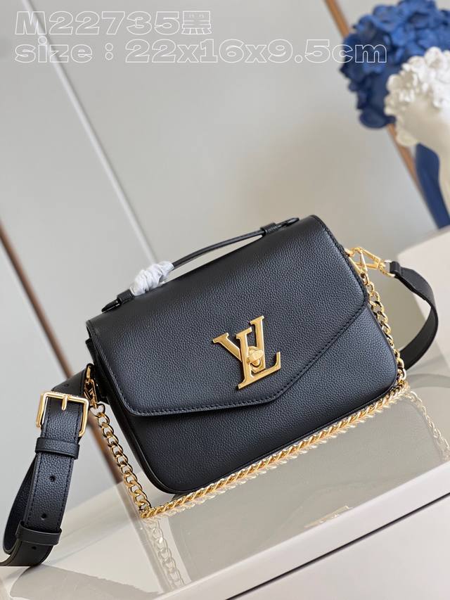 Top-Tier Original M22735 Black Oxford Handbag Crafted From Soft Grain Leather, T