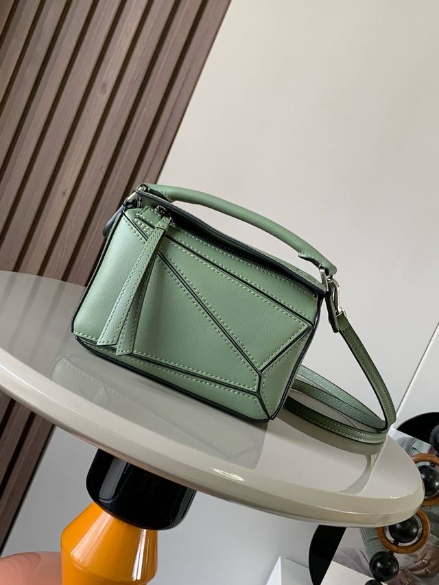 Bestselling Geometric Mini Bag 18 Cm, Imported Genuine Napa Calf Leather Puzzle