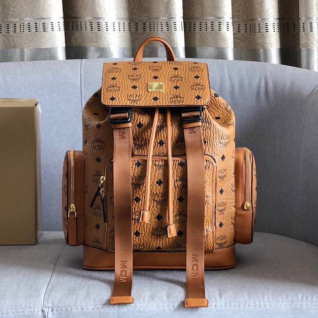 Authentic Grade Mcm Original Single-Piece Brandenburg Double-Shoulder Backpack W