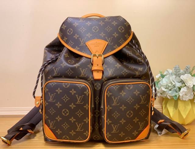 Premium Original Montsouris Cargo Backpack M14198 Yellow Leather The Montsouris