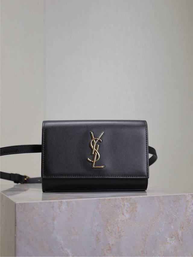 Black Plain Weave Gold Buckle The Latest Adjustable Waist Bag From The Boutique,