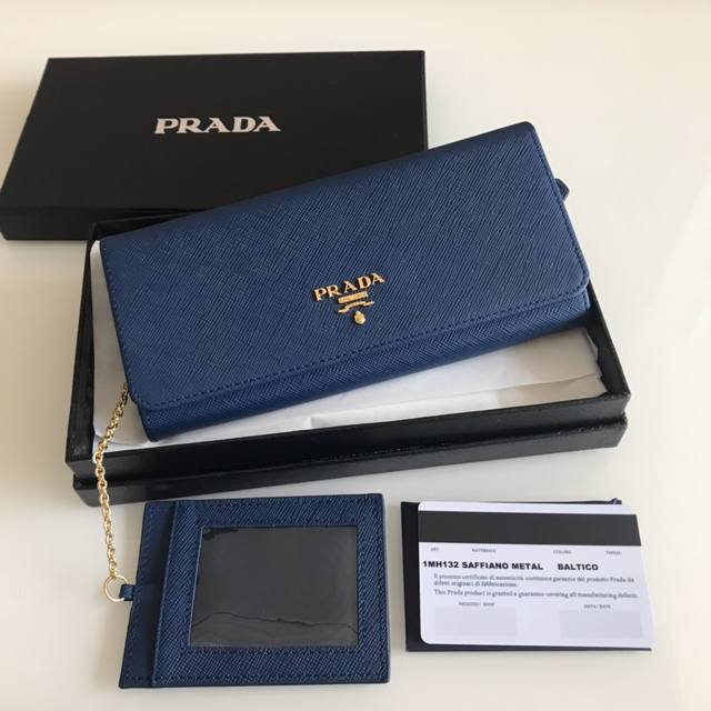 P Women's Flip-Top Leather Wallet, Model 1Mh132, Sapphire Blue, Imported Cross-S