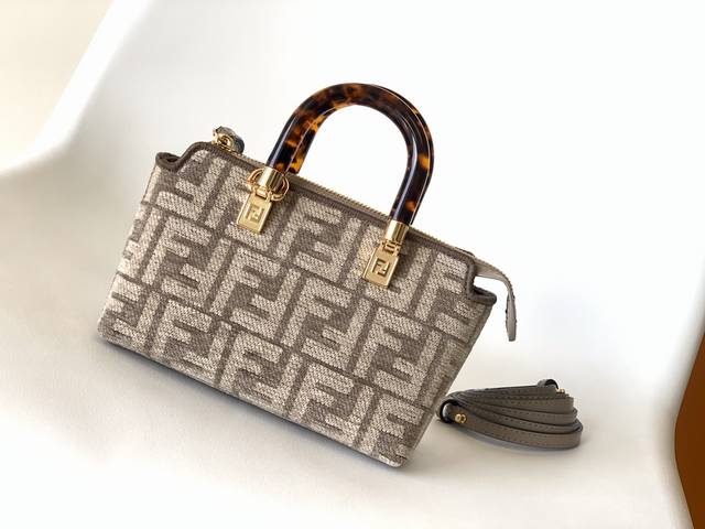 Fend Mini By The Way Mini Bag, Embroidered Fabric With Excellent Texture, Tortoi