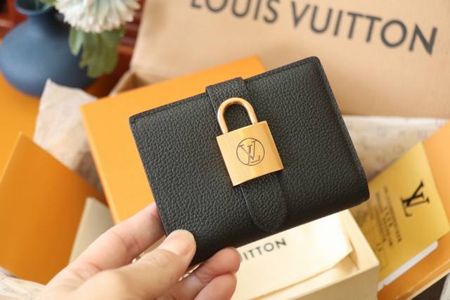 Original Quality M12148 Black Full-Leather Wallet Series Portfoille Locky Wallet