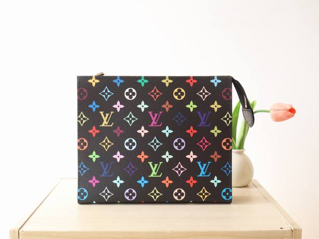M13746 Tri-Color Monogram Canvas Makeup Case With A Spacious Interior And Side P
