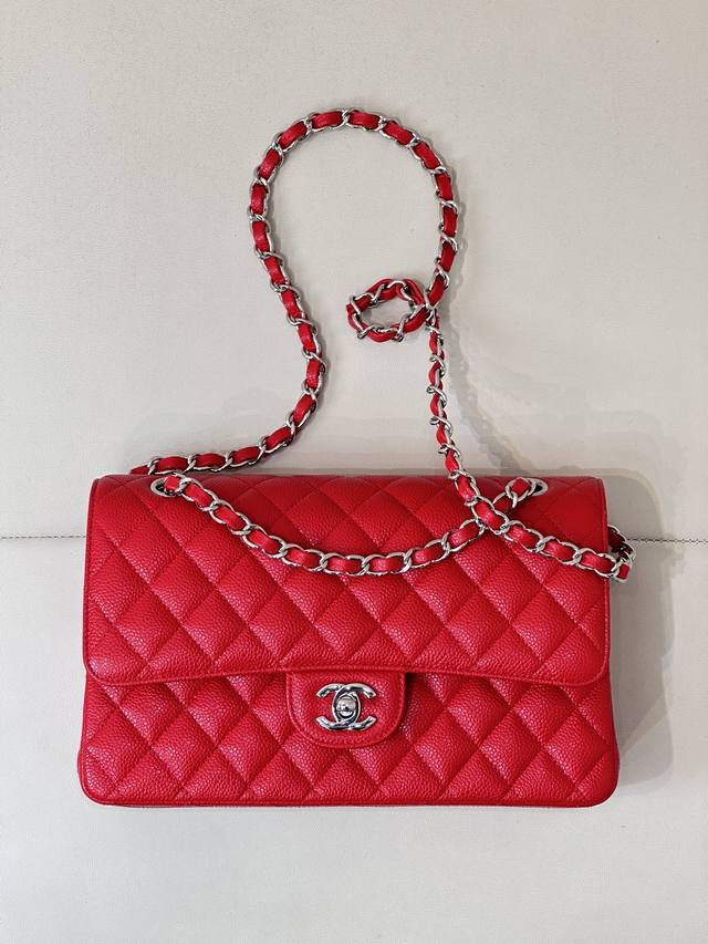 Chinese Red Silver Buckle Medium
