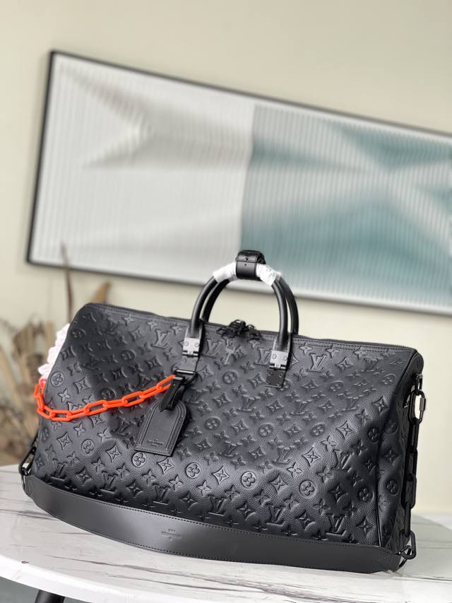 Top-Tier Original Factory M44470 Full-Leather Embossed This Keepall Is Crafted F