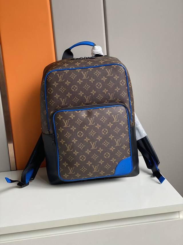 Top-Tier Authentic M45335 Vintage Blue Leather Dean Backpack Crafted From Monogr