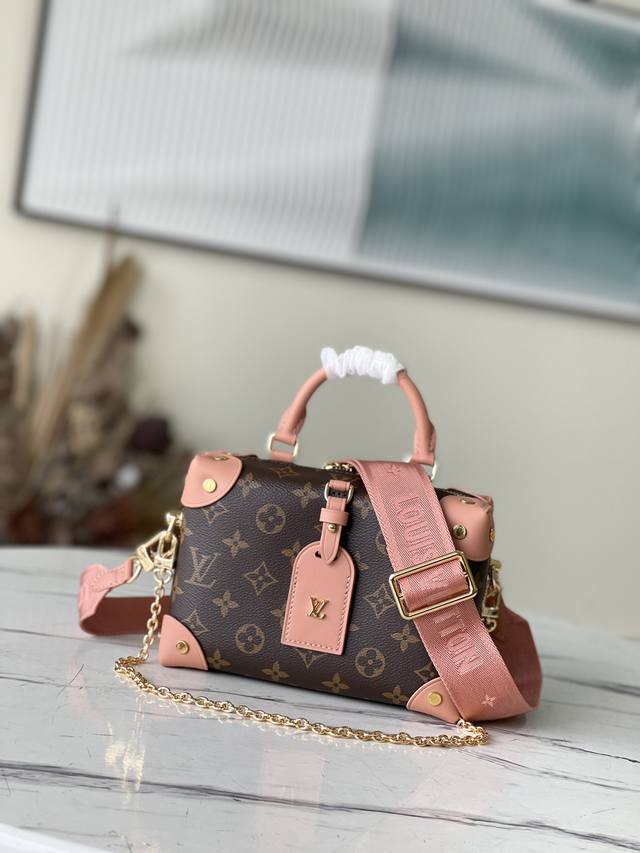 Top-Tier Authentic M45531 Pink Petite Malle Souple Handbag Crafted From Monogram