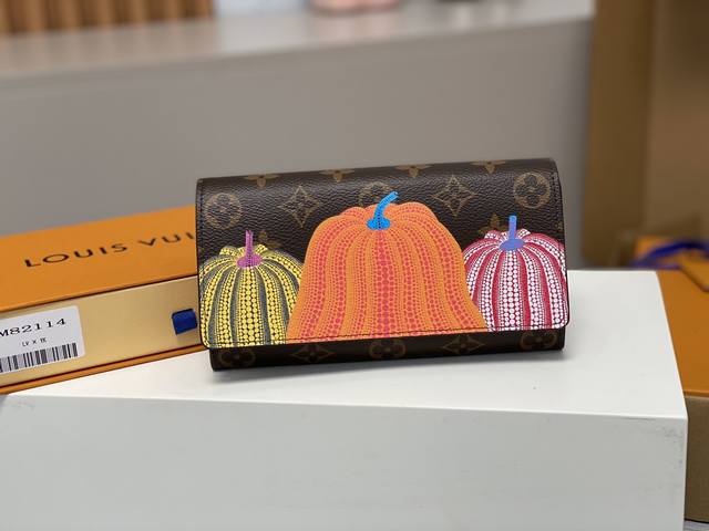 Top-Tier Authentic M82114 Pumpkin Screen-Printed Wallet Series Lv