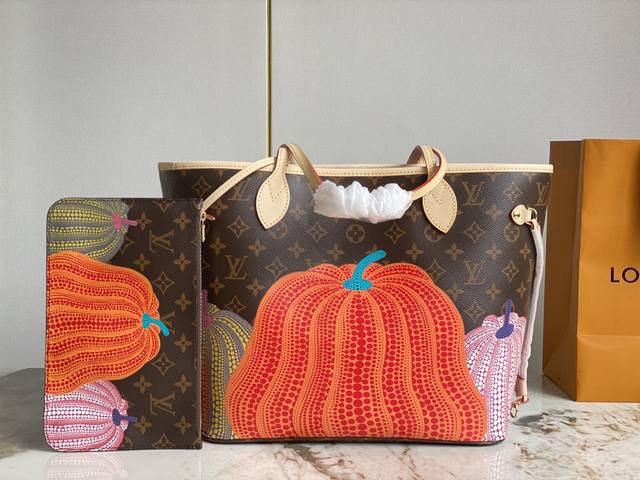 Top-Tier Authentic M46468 Pumpkin Screen-Printed Shopping Bag Series This Lv X Y