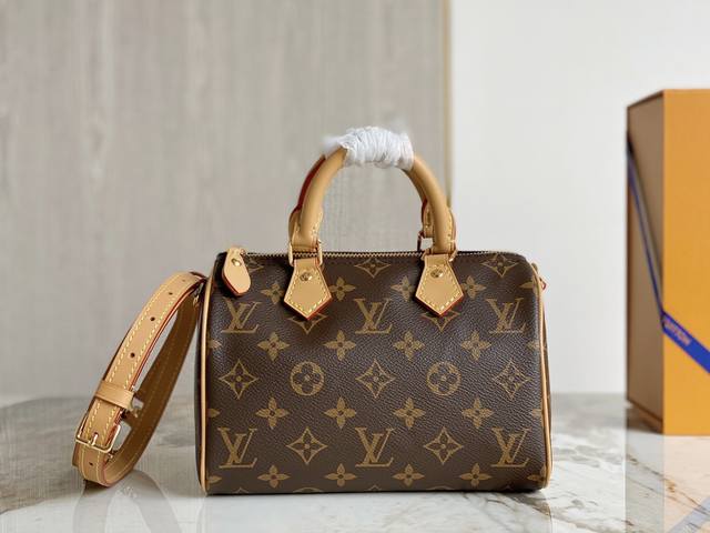 Top-Quality Original M81086 Vintage Yellow Leather Speedy Pillow Bag Series 20Cm