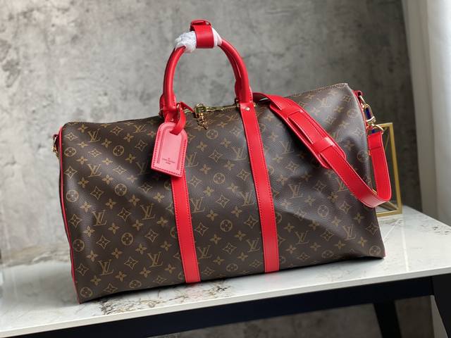 Top-Tier Original Factory M44740 Vintage Red Travel Bag Series Lu Keepall 50Cm T
