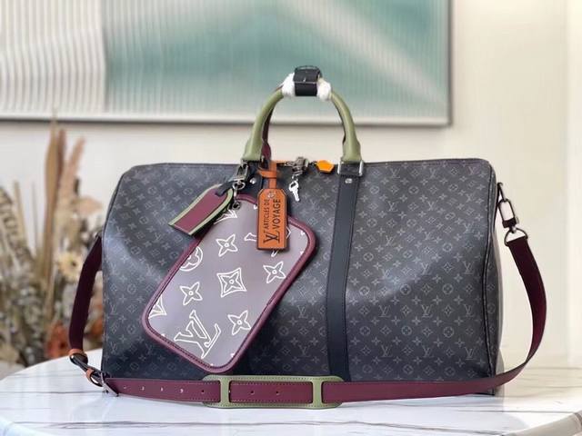 Top-Tier Original Factory M56856 Black Flower Keepall Bandouliere Travel Bag The
