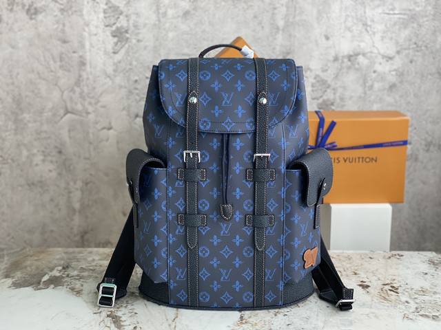Top-Tier Original M46338 Blue Flower Backpack Series Christopher Medium Backpack