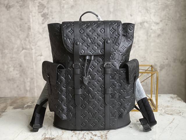Top-Tier Original M55699 Black Full-Leather Embossed Double-Shoulder Bag Series
