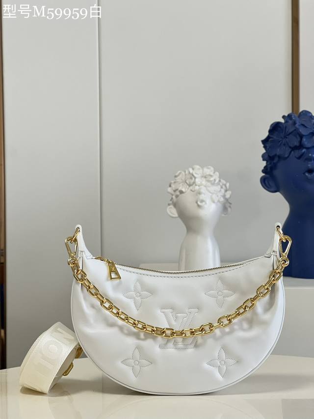 Top-Tier Original Factory M59959 White This Over The Moon Moon Handbag Features