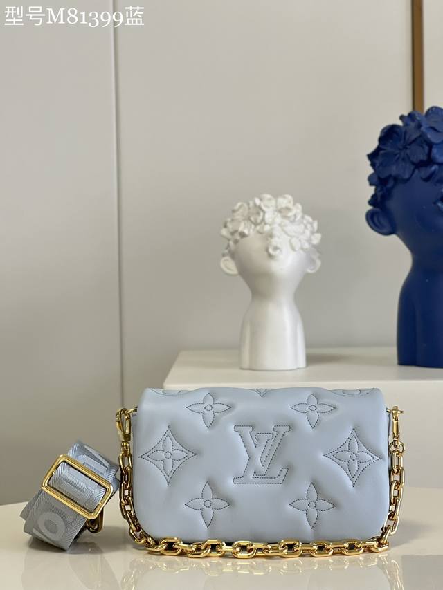 Top-Tier Authentic M81399 Blue Edition Wallet On Strap Handbag From The Bubblegr