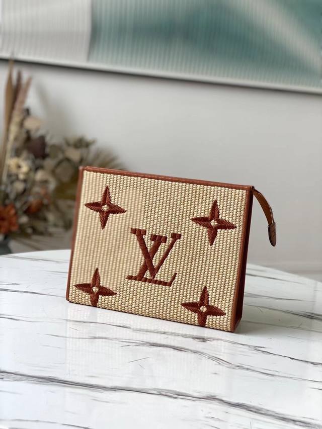 Top-Tier Original M80351 Caramel-Colored Woven Monogram Raffia Fabric, Featuring