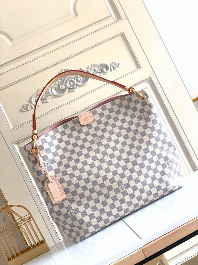 Top-Tier Original Factory N42233 Large White Check Pink Shopping Bag, Original M