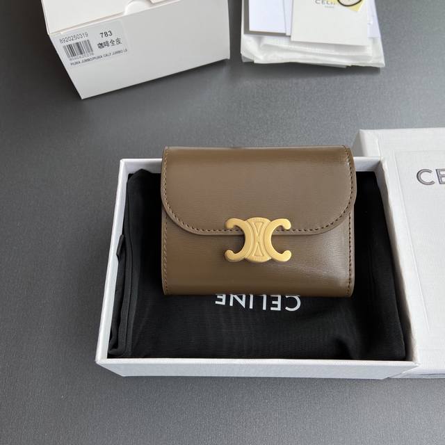 Premium Stainless Steel Hardware, Genuine Leather Triomphe Glossy Calf Leather W