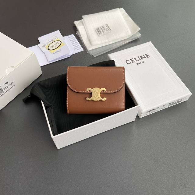 Premium Pure Steel Hardware Original Leather Triomphe Glossy Lambskin Leather Wa