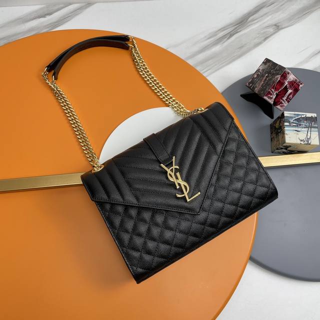 Original Superb, Medium-Sized Grain-Embossed Quilted Genuine Leather Envelope Ba