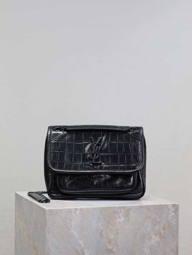 Niki_22Cm Black Crocodile Pattern Simply Too Cool, The Bag Design Is Flawless,Cu