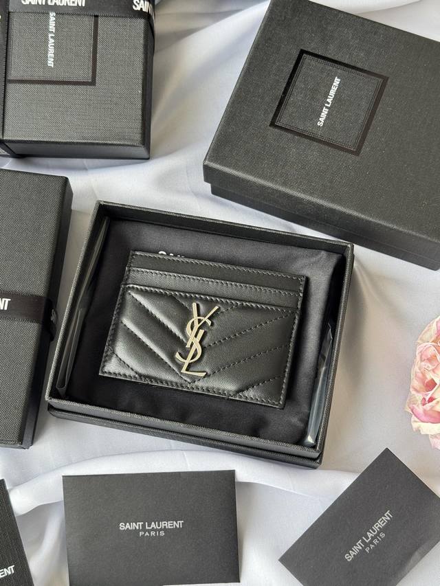 Ysl Classic Card Holder Made Of Lambskin. Monogram Saint Laurent Card Holder, Ad