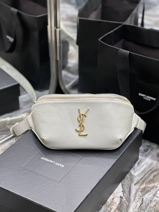 New White Gold Buckle Caviar_ Classic Genuine Leather Waist Bag & Chest Bag! Cla