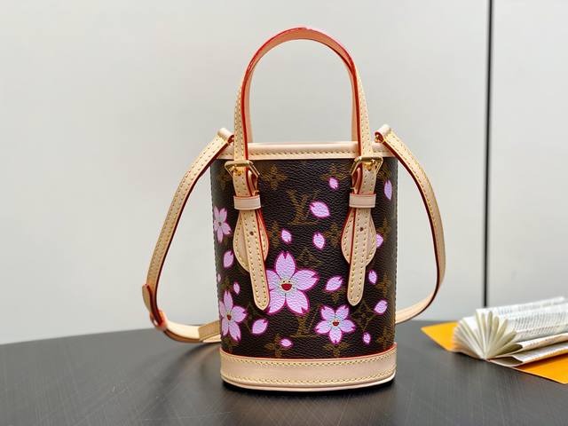 Authentic Premium M13417 Monogram Cherry Blossom Screen-Printed Bucket Bag Lv Xt