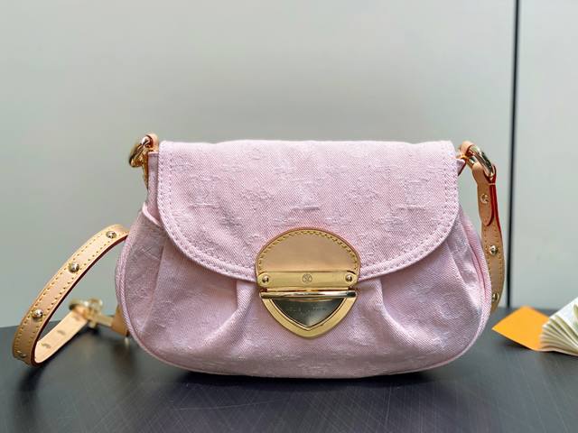 Original Premium M13347 Pink Denim Shoulder Bag Sunset Handbag This Sunset Handb