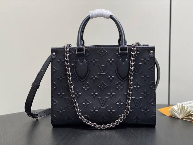 Original Premium M13576 Black Full-Leather Square Bag Onthego Small Handbag This